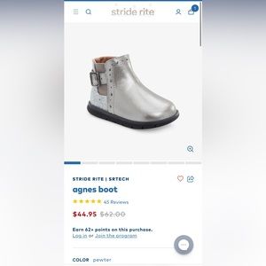 NEW, NWT, never been worn. Stride Rite Agnes Boot Pewter 5M little kids size